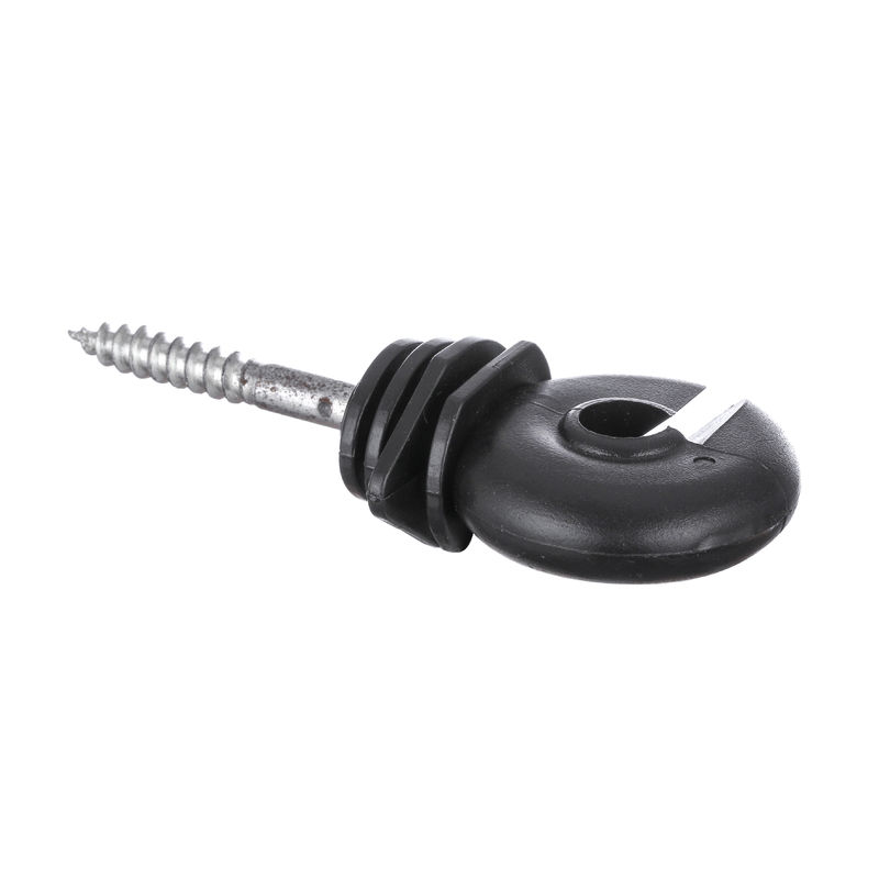 Parafuso de madeira de cerco elétrico preto de aço do isolador do cargo em Ring Insulator With Knurled